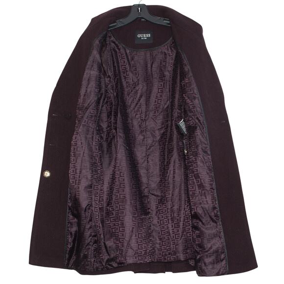 NWT Guess Coat Wool Classic Preppy Professional Minimalist Formal Burgundy Small - Picture 2 of 11
